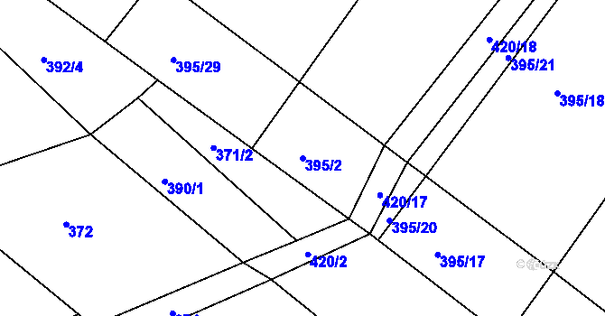 Parcela st. 395/2 v KÚ Jaroslav, Katastrální mapa