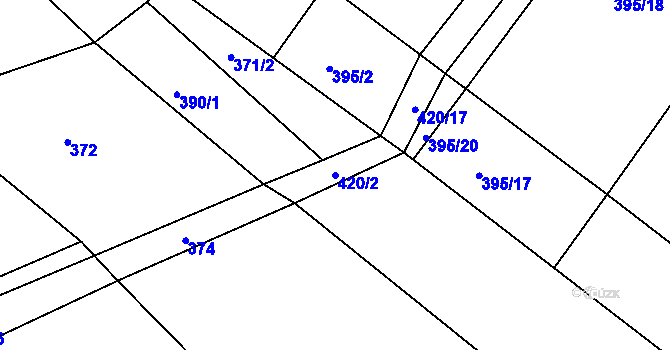 Parcela st. 420/2 v KÚ Jaroslav, Katastrální mapa