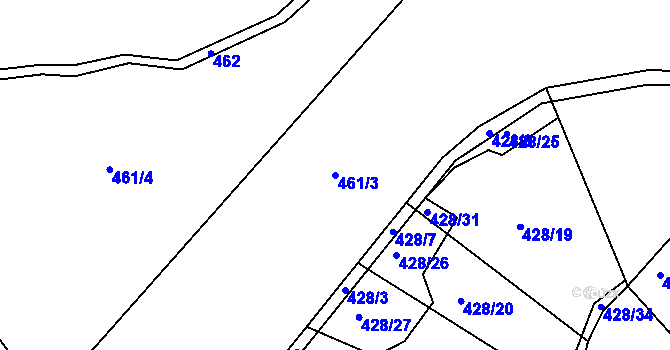 Parcela st. 461/3 v KÚ Jaroslav, Katastrální mapa