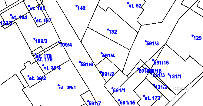 Parcela st. 591/4 v KÚ Jaroslav, Katastrální mapa