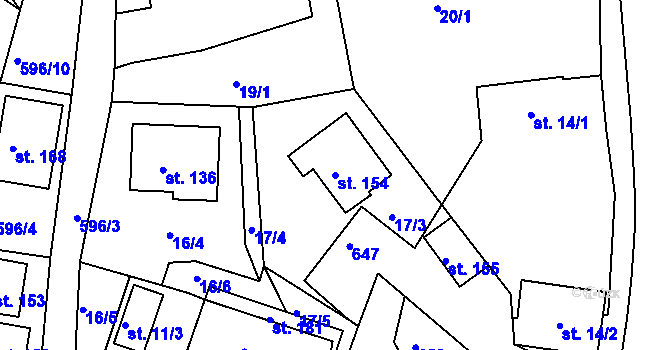 Parcela st. 154 v KÚ Jaroslav, Katastrální mapa