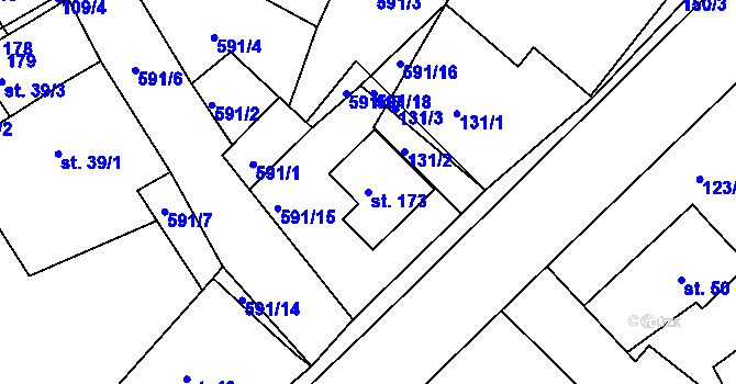 Parcela st. 173 v KÚ Jaroslav, Katastrální mapa