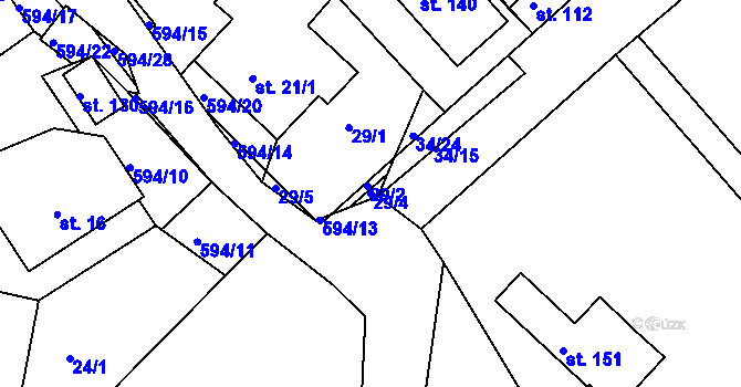 Parcela st. 29/4 v KÚ Jaroslav, Katastrální mapa