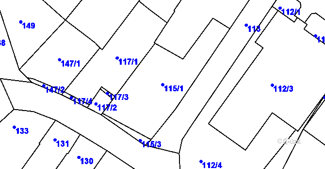Parcela st. 115/1 v KÚ Jaroslavice, Katastrální mapa