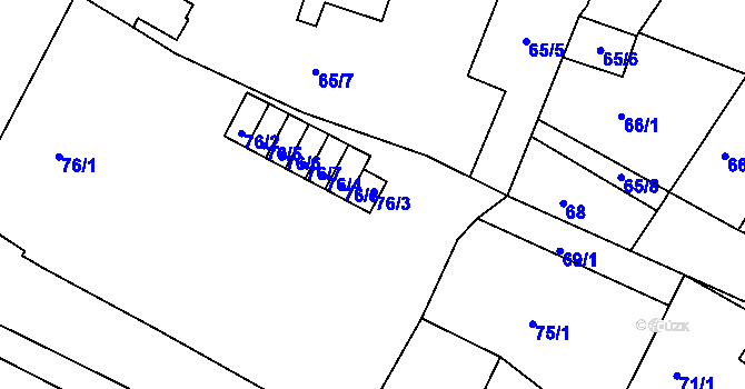 Parcela st. 76/3 v KÚ Jaroslavice, Katastrální mapa