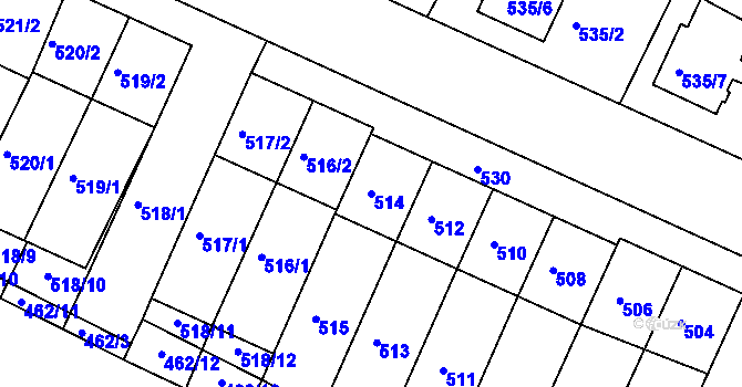 Parcela st. 514 v KÚ Jaroslavice, Katastrální mapa