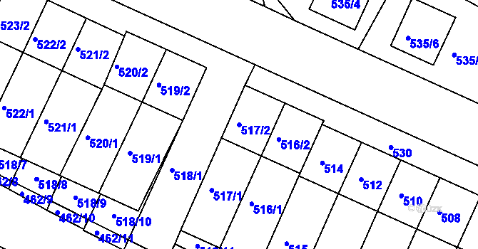 Parcela st. 517/2 v KÚ Jaroslavice, Katastrální mapa