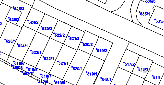 Parcela st. 520/2 v KÚ Jaroslavice, Katastrální mapa