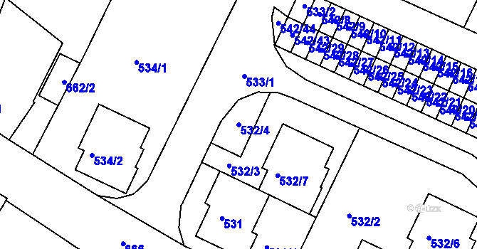 Parcela st. 532/4 v KÚ Jaroslavice, Katastrální mapa