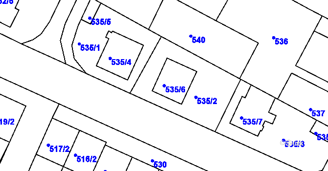 Parcela st. 535/6 v KÚ Jaroslavice, Katastrální mapa