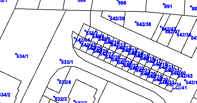Parcela st. 542/27 v KÚ Jaroslavice, Katastrální mapa