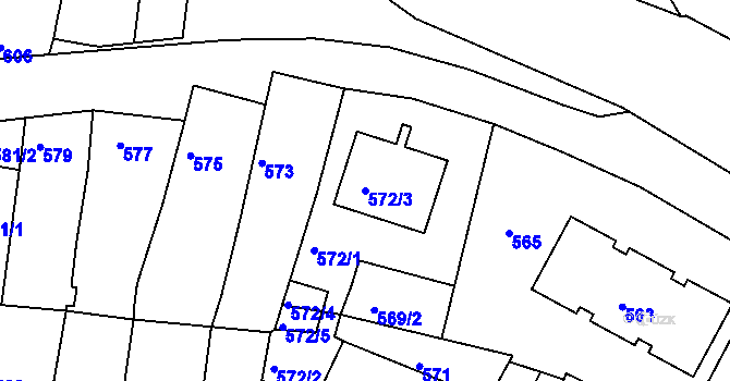 Parcela st. 572/3 v KÚ Jaroslavice, Katastrální mapa