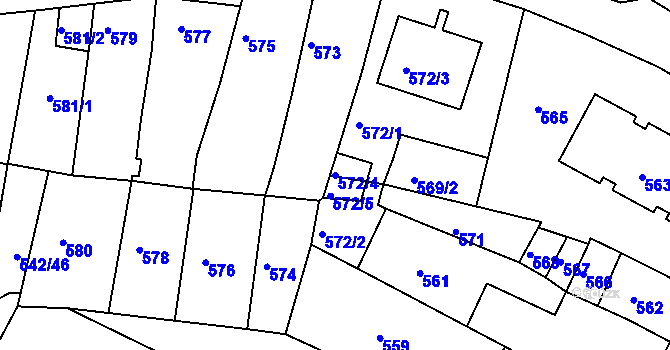 Parcela st. 572/4 v KÚ Jaroslavice, Katastrální mapa