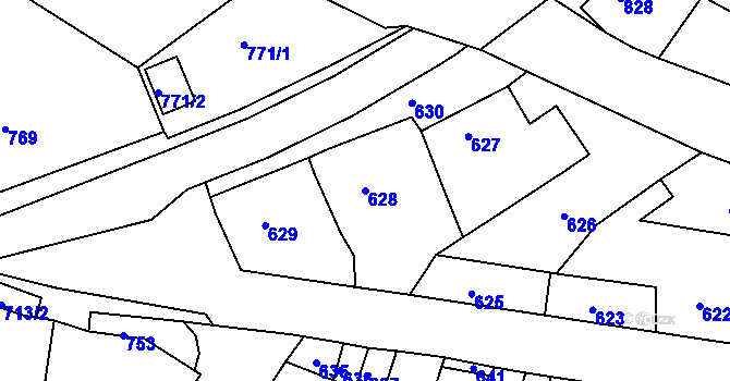 Parcela st. 628 v KÚ Jaroslavice, Katastrální mapa