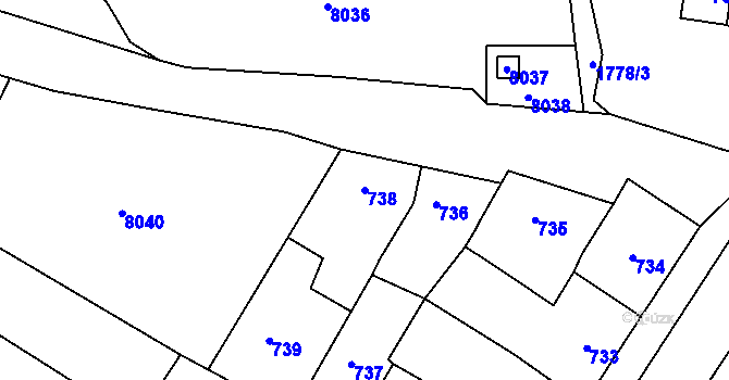 Parcela st. 738 v KÚ Jaroslavice, Katastrální mapa