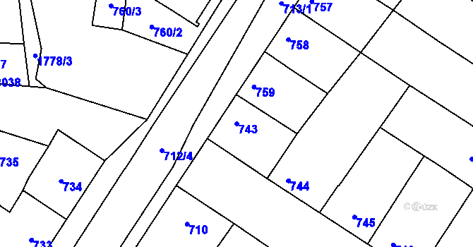 Parcela st. 743 v KÚ Jaroslavice, Katastrální mapa