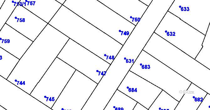 Parcela st. 748 v KÚ Jaroslavice, Katastrální mapa