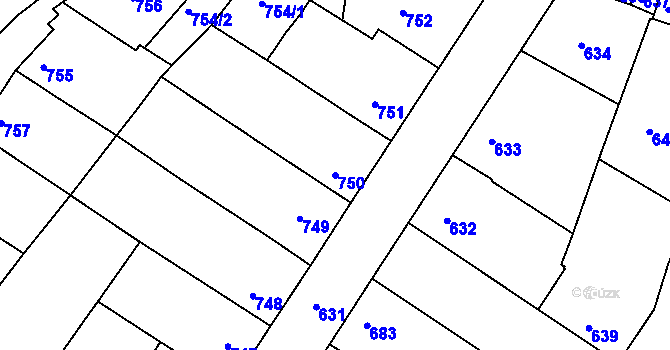 Parcela st. 750 v KÚ Jaroslavice, Katastrální mapa
