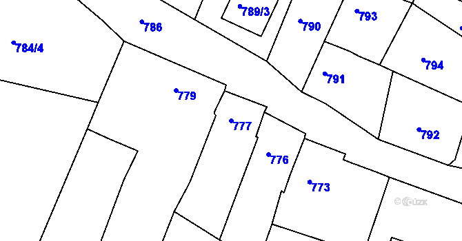 Parcela st. 777 v KÚ Jaroslavice, Katastrální mapa