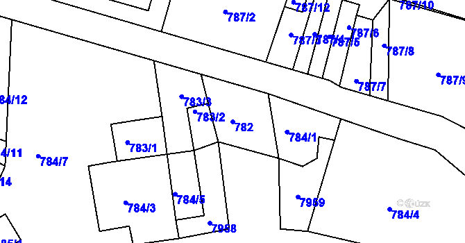 Parcela st. 782 v KÚ Jaroslavice, Katastrální mapa