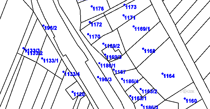 Parcela st. 1169/3 v KÚ Jaroslavice, Katastrální mapa