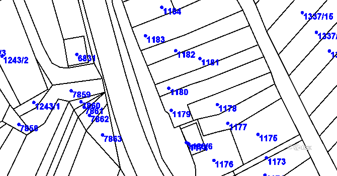 Parcela st. 1180 v KÚ Jaroslavice, Katastrální mapa