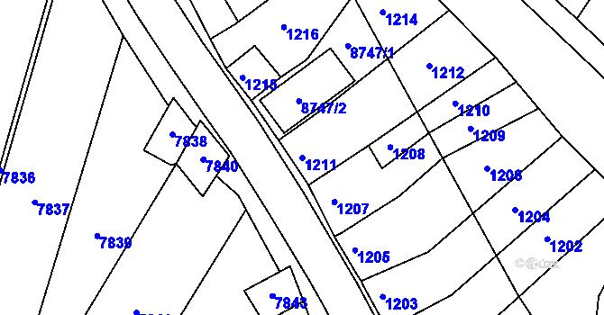 Parcela st. 1211 v KÚ Jaroslavice, Katastrální mapa