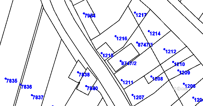 Parcela st. 1215 v KÚ Jaroslavice, Katastrální mapa