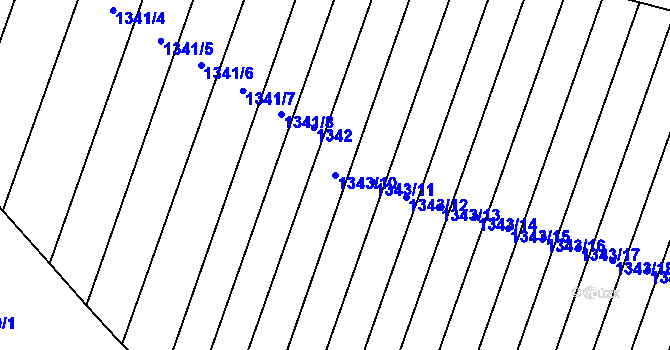 Parcela st. 1343/10 v KÚ Jaroslavice, Katastrální mapa