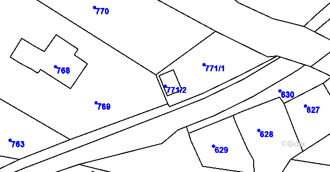 Parcela st. 771/2 v KÚ Jaroslavice, Katastrální mapa
