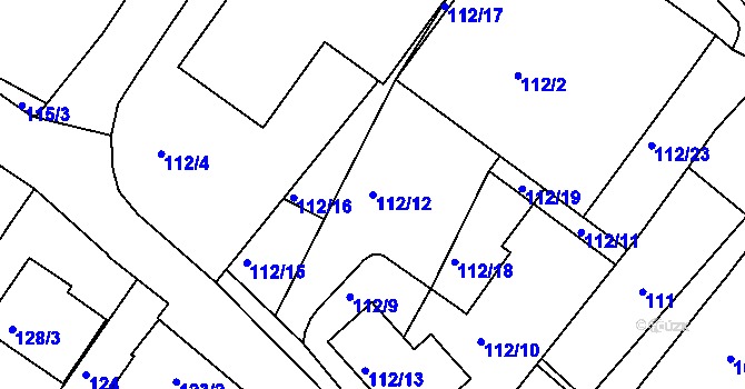Parcela st. 112/12 v KÚ Jaroslavice, Katastrální mapa