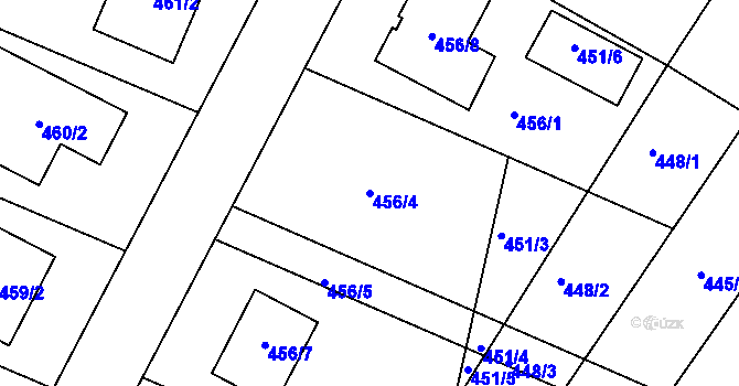 Parcela st. 456/4 v KÚ Jaroslavice, Katastrální mapa