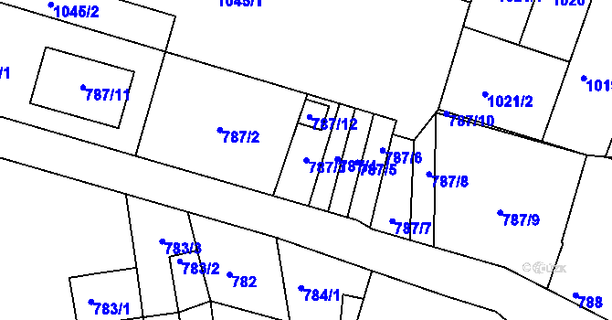 Parcela st. 787/3 v KÚ Jaroslavice, Katastrální mapa