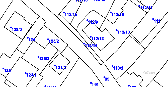 Parcela st. 112/14 v KÚ Jaroslavice, Katastrální mapa