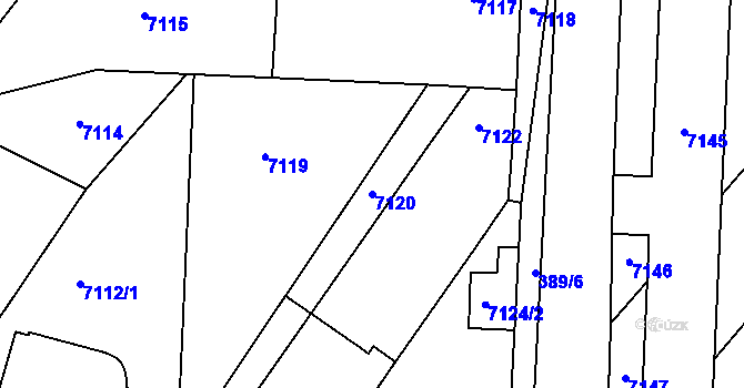 Parcela st. 7120 v KÚ Jaroslavice, Katastrální mapa