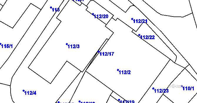 Parcela st. 112/17 v KÚ Jaroslavice, Katastrální mapa