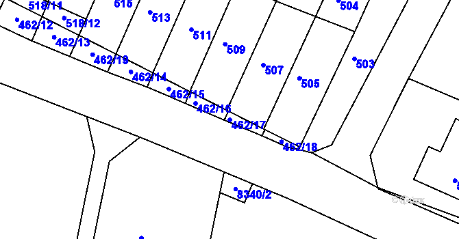 Parcela st. 462/17 v KÚ Jaroslavice, Katastrální mapa