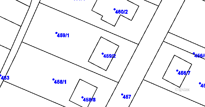 Parcela st. 459/2 v KÚ Jaroslavice, Katastrální mapa