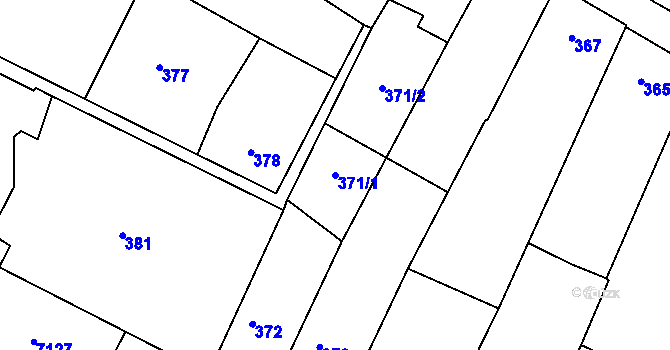 Parcela st. 371/1 v KÚ Jaroslavice, Katastrální mapa