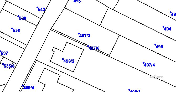 Parcela st. 497/6 v KÚ Jaroslavice, Katastrální mapa