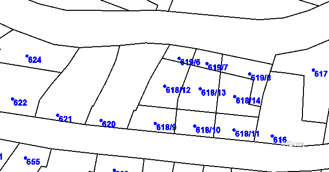 Parcela st. 618/12 v KÚ Jaroslavice, Katastrální mapa