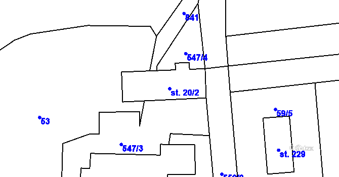 Parcela st. 20/2 v KÚ Jarošov u Litomyšle, Katastrální mapa