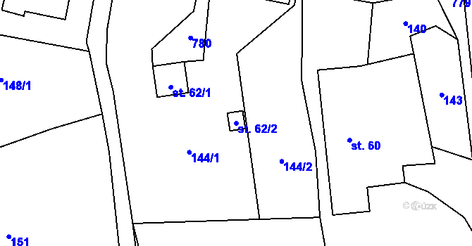 Parcela st. 62/2 v KÚ Jarošov u Litomyšle, Katastrální mapa