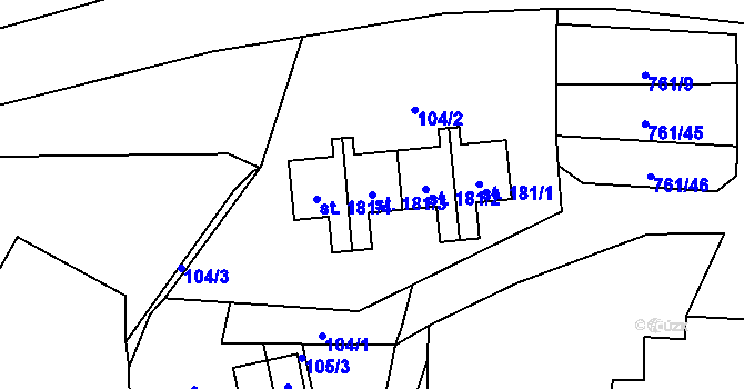 Parcela st. 181/3 v KÚ Jarošov u Litomyšle, Katastrální mapa