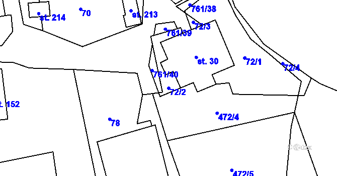 Parcela st. 72/2 v KÚ Jarošov u Litomyšle, Katastrální mapa