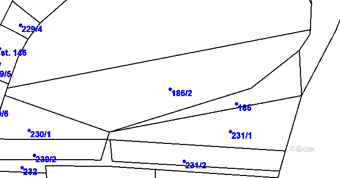 Parcela st. 186/2 v KÚ Jarošov u Litomyšle, Katastrální mapa