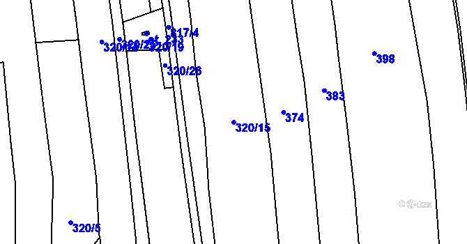 Parcela st. 320/15 v KÚ Jarošov u Litomyšle, Katastrální mapa