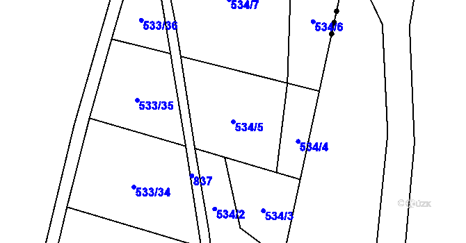 Parcela st. 534/5 v KÚ Jarošov u Litomyšle, Katastrální mapa