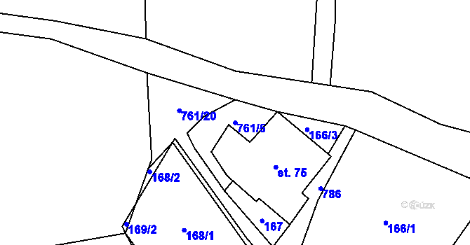 Parcela st. 761/5 v KÚ Jarošov u Litomyšle, Katastrální mapa