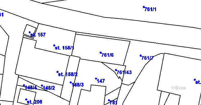 Parcela st. 761/6 v KÚ Jarošov u Litomyšle, Katastrální mapa
